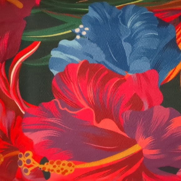 Tropical Beachy Bright Floral Puff Sleeve Crop Top Blouse - Picture 5 of 9